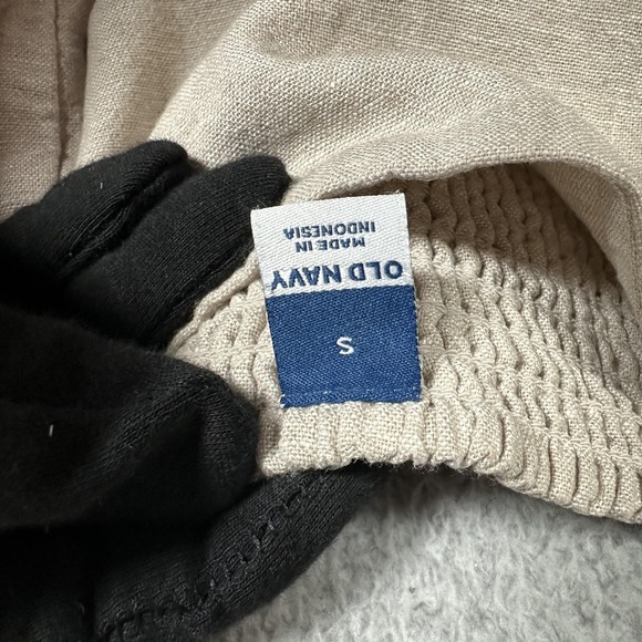 Old Navy Dress Womens Small Beige Linen Blend Sleeveless Smocked Square Neck - Picture 2 of 7